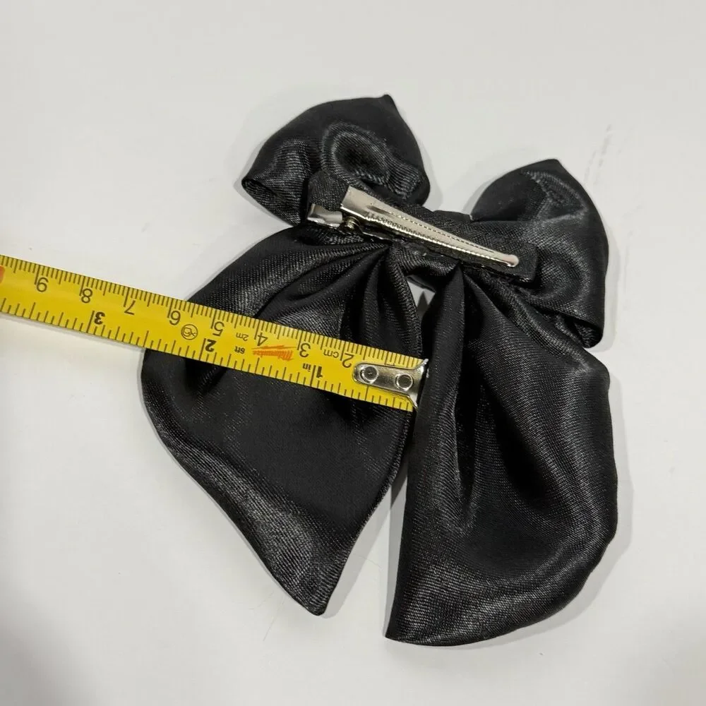 New Coquette black Satin hair bow for women and girls